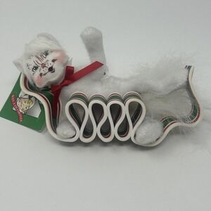 NWT Annalee 4" White Ribbon Candy Kitty White Cat On Holiday Candy 2010